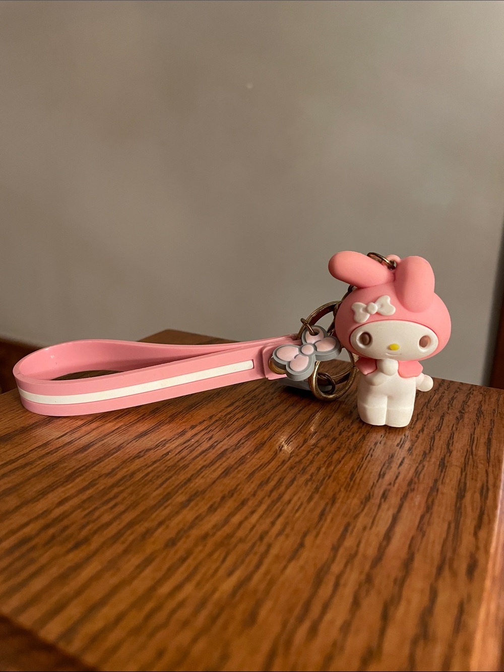Pink Bunny Character Keychain Wrist Strap - Cute Kids Toy Accessory